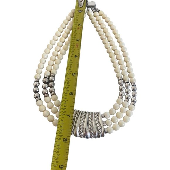 CHAPAL ZENRAY ND Sterling Silver VTG 80S Statement Necklace Multistand - Picture 10 of 15